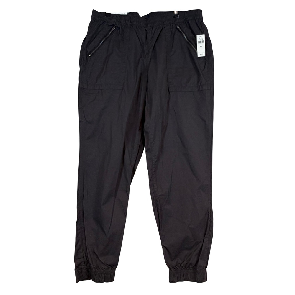 NWT Gap Womens Utility Jogger Pants Black Cotton Elastic Waist •L• Streetwear